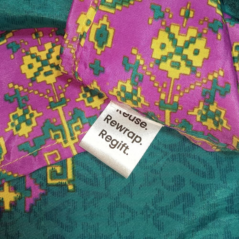 Darn Good Yarn Vibrant Teal Purple Square Rhinestone Bandana Scarf Made In India - Picture 8 of 12